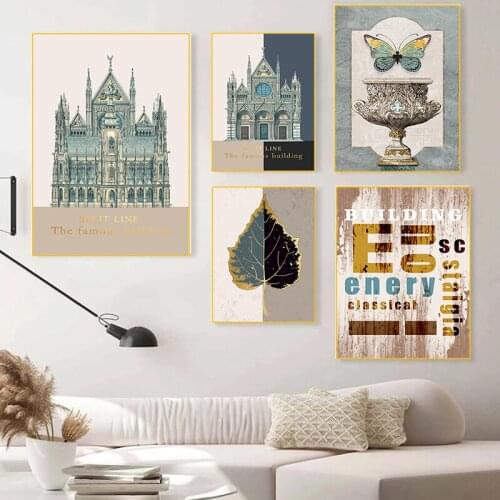 Nordic Minimalist Castle Architecture Canvas Painting Modern Living Room Wall Art Poster Prints Bedroom Home Decoration Pictures