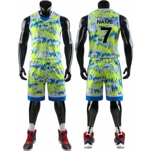 New men basketball jersey suit blank college basketball training clothes printing team basketball jersey set uniforms customized