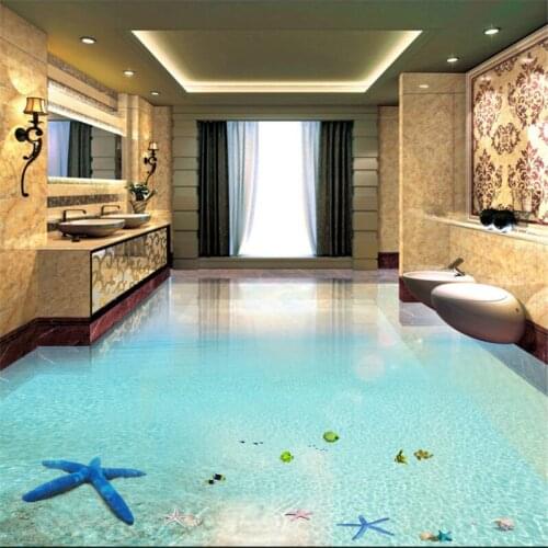 BEIBEHANG Custom flooring waterproof nonwovens wallpaper tropical underwater world 3D stereo bathroom living room floor