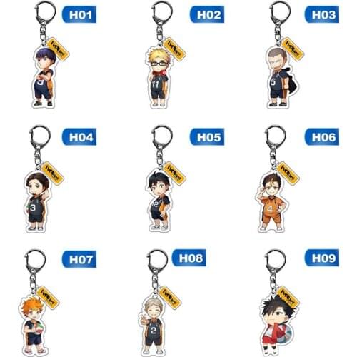 Japan Anime Haikyuu Action Figure Keychain Volleyball boy Key Chain Cartoon Cute Figure Keyring Action Model For Kids