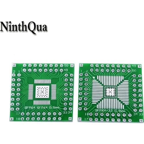 SMT QFP64 0.8mm to DIP64 0.5mm PCB Adapter Board QFN64 Conversion Connector Patch to straight plug Negative compatible with 56P