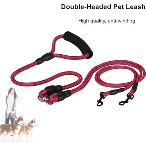 Pet Walking Leash Braided Nylon Elastic Pet Dog Collar Belt Rope Double Head Adjustable Training Lead Harness