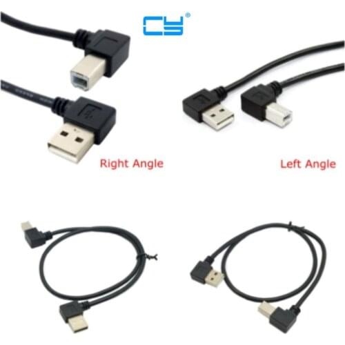 Right & Left Angle USB 2.0 A Male to USB B Male Type B BM Right Angle Printer scanner 90 degree cable 50cm 100cm BM Angled Cable