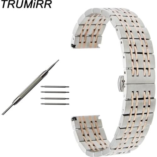 Stainless Steel Watchband Butterfly Buckle Strap for Seiko Men Women Wrist Belt Link Bracelet Black Gold Silver 18mm 20mm 22mm