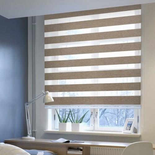 Luxury Zebra Blinds Imitation Linen Full Blackout Fabric For Living Room Bathroom Customize Size