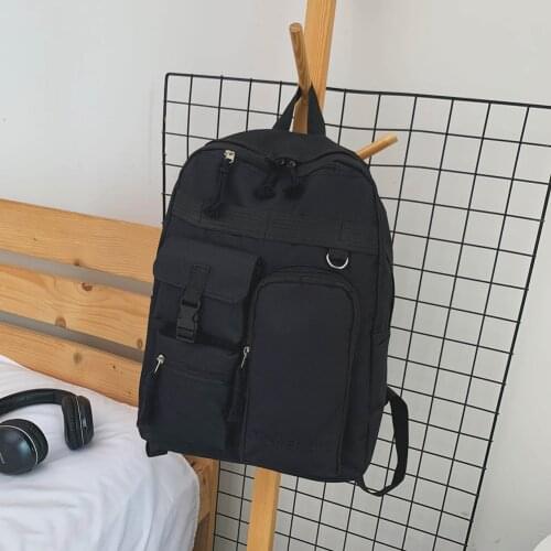 Fashion Women Backpack Preppy Style Multi Pockets Design Casual Shopping College Bag for Street Travel Mounting