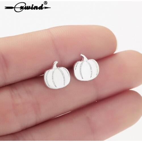 Cxwind Punk Pumpkin Stud Earrings for Women Lady Female Kid Handmade Statement Fashion Woman Earring 2019 Halloween Jewelry