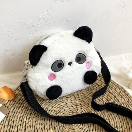 Cute Girls Cartoon Plush Bag 2020 Panda Doll Shoulder Bag Womens Cross-Body Bag Childrens Coin Purse