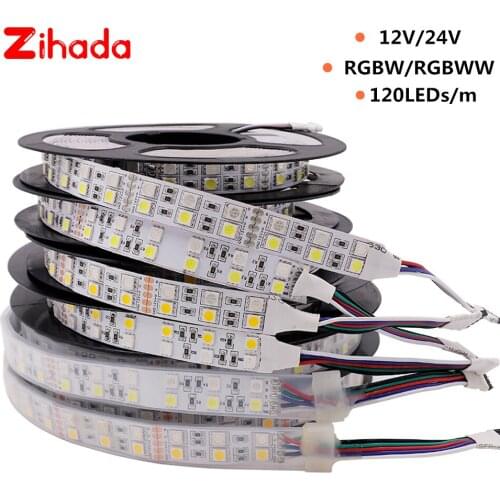 12V 24V RGBW RGBWW LED Strip IP67 Waterproof 120LEDs/m 5050 RGB White Warm White LED Light Lamp For Home Decoration 5m/roll