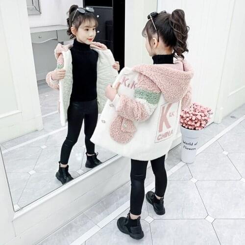 BOYS Girls Imitation Fur Wool Sweater Coat Autumn And Winter 2020 New Style Children Warm Overcoat Cotton-padded Clothes Cotton