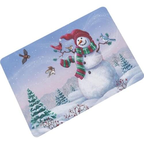 Rubber Christmas Snow Man Kitchen Mat Bedroom Entrance Doormat Living Room Carpet Home Floor Decoration Bathroom Non-Slip Rug