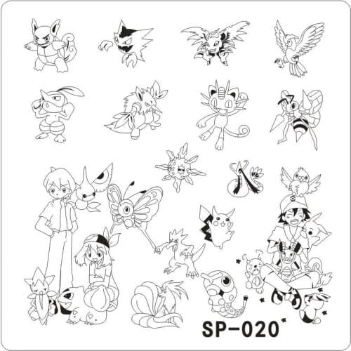 SP-020 1pc Cartoon Series 6*6cm DIY Template Nail Art Polish Stamping Plates 3D Pattern Stencils Print For Nail Stamp