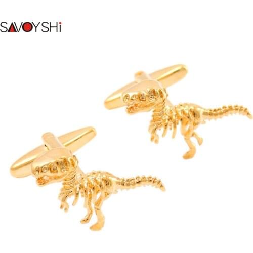 SAVOYSHI Dinosaur Cufflinks for Mens High Quality Novelty Animal Cuff links Halloween party gifts Jewelry Free engraving name