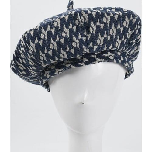 2021 New Autumn Winter Plaid Letter Embroidery Beret Hats For Women French Fashion Female Houndstooth Berets Beige Black Boina