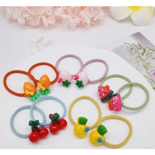 10PCS 2021 Cartoon Colorful Scrunchie Elastic Hair Rope Band Vintage Cute Kids Rubber Bands For Girl Gift New Accessories