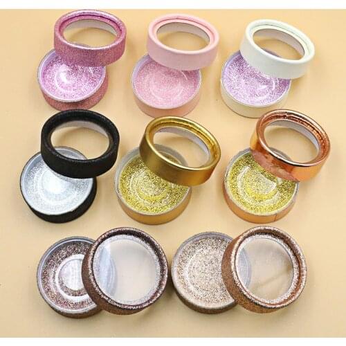 10 Pcs Small Round Eyelash Box Private Label Eyelash Packaging Box Bulk Custom Lash Boxes Packaging With Logo Eyelashes Package