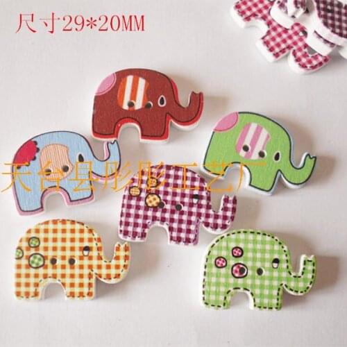 100PCs Mixed 2 Holes Wood Sewing Button Elephant Pattern 29mm x19mm For Diy Free Shipping Over $115 Free Express