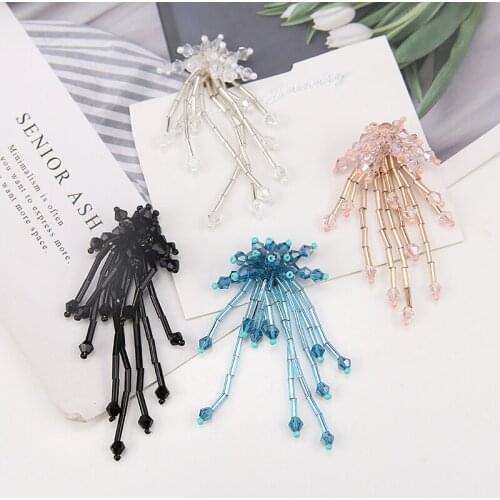 2pcs Fashion Charm Personality Crystal Beads Flower Pendant Earrings For Girls Hair Accessories Women Material Diy Jewelry