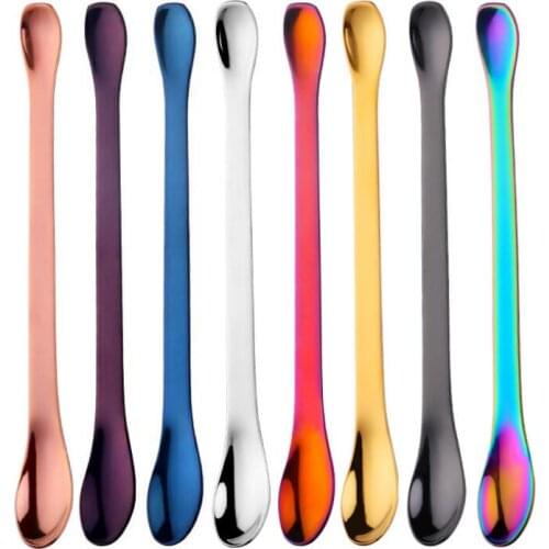 2019 NEW 304 Stainless Steel Family Sugar Spoon Coffee Mixing Spoon Double Head Powder Spoon LX8048