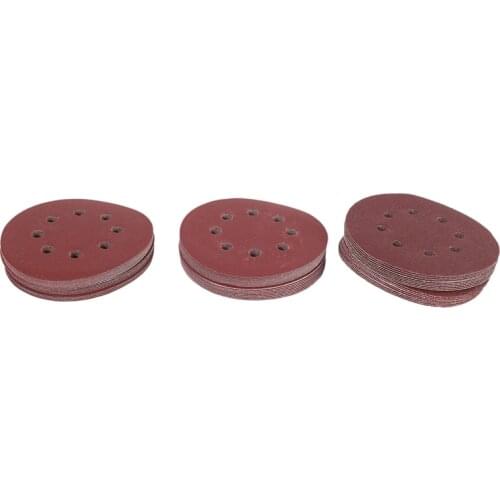 60 Pieces 8 Holes 5 Inch Sanding Discs Hook and Loop 60/100/180/240/320/400 Grit Sandpaper Assortment for Random Orbital Sander