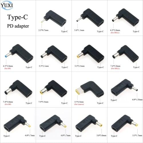 YuXi Laptop Power Adapter Connector DC Plug USB Type C Female to Universal Male Jack Converter for Lenovo Asus Notebook Charger