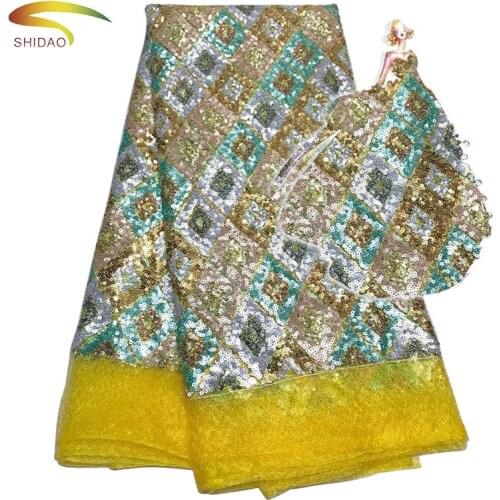 African Lace Fabric French Sequins Net Lace African Classical Garment Sequined Lace Fabric 2019 Sequin Fabric For Woman Dress