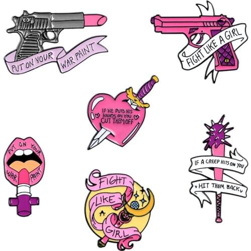 Pistol Enamel Badges Lipstick Lapel Pins Cute Anime Brooches For Women Mini Decorative Badges Hijab Pins Brooches For Clothes