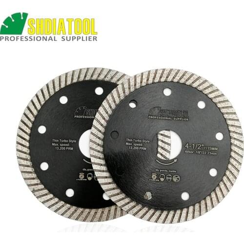 SHDIATOOL 2pcs 115MM Diamond Hot Pressed Diamond Superthin Turbo Blade 10mm Segment Height cutting disc Circular saw blade