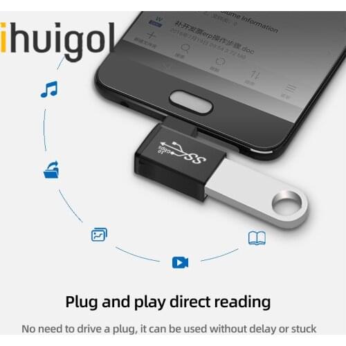Ihuigol USB 3.0 Type-C OTG Adapter Type C to USB-C Male Data Converter for Macbook Huawei Samsung Mouse Keyboard U Disk Camera