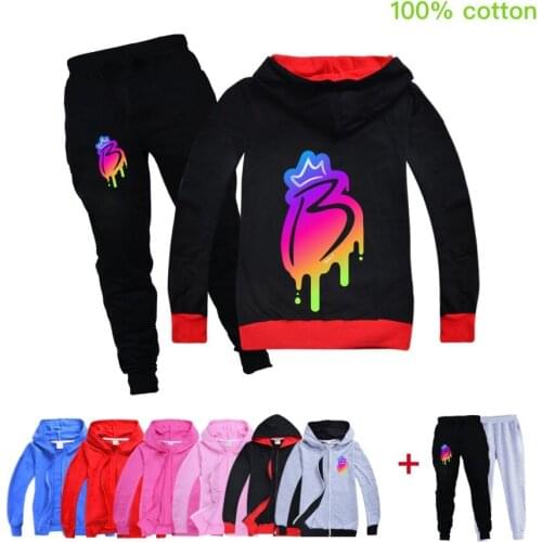 Toddler Boy Clothes Hoodies Pants Set Cotton Royally B Kids Clothing for Girls School Girl Outfit Two Piece Set Fall Hooded Suit