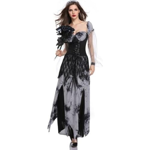 Halloween Costume Women Devil Cosplay Dark Long Fancy Dress Adult Horror Ghost Bride Cosplay Women Scary Costume