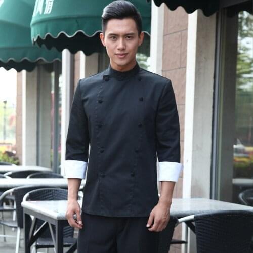 Plus Size Long Sleeve Hotel Chef Uniform Chef Jacket Wear Double Breasted Chef Clothing White Chinese Style Cooking Work Wear 18