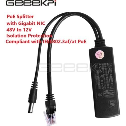 GeeekPi 48V to 12V PoE splitter module with Gigabit NIC PoE Switch Extension Power Over Ethernet for IP Camera, Router, Voip,AP
