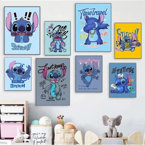 Disney Cartoons Stitch Canvas Paintings Star Baby Stitch Anime Posters and Prints Wall Art Pictures for Living Room Home Decora
