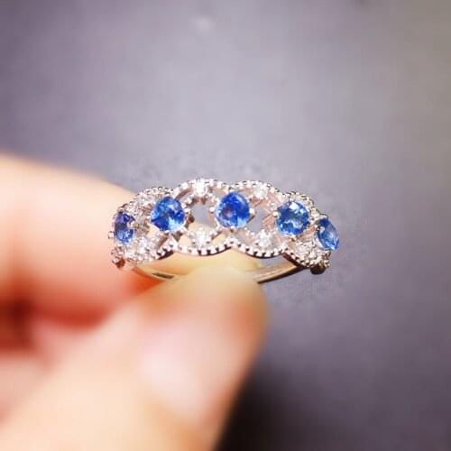 Natural real blue sapphire ring 925 sterling silver 0.15ct*5pcs gemstone Per jewelry Fine jewelry X215141