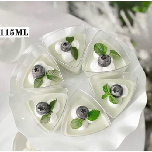 10PCS115ML Disposable Hard Plastic Tableware Pudding Cup Transparent Triangle Dessert Cup For Jelly Yogurt Mousse Dessert Baking
