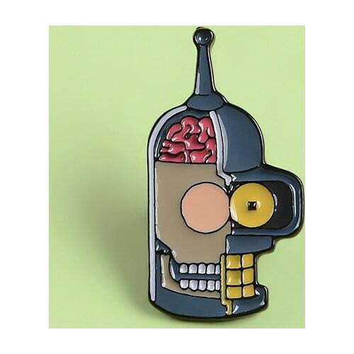 2020 creative new brooch personality cartoon robot avatar brain funny flying out a future pin backpack decoration badge