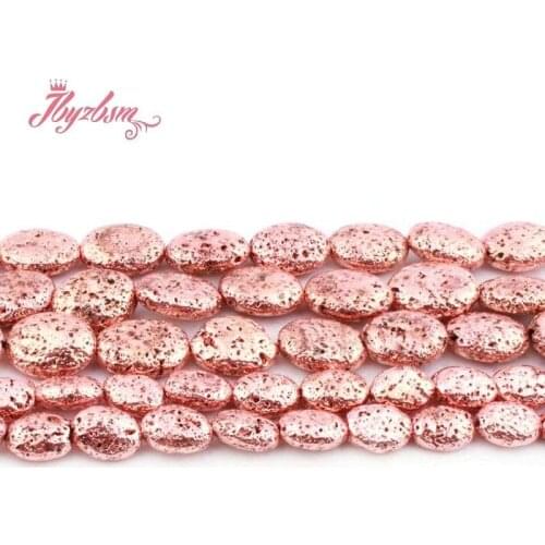 10x14,15x20mm Oval Rose Gold Plated Rock Lava Natural Stone Beads For Jewelry Making DIY Necklace Bracelats 15" Free Shipping
