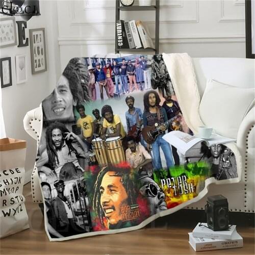 Throw Blankets Bob Marley Printed Blankets for Beds Plush Fluffy Blanket Teenager Home Decoration Beddings Thick Quilt