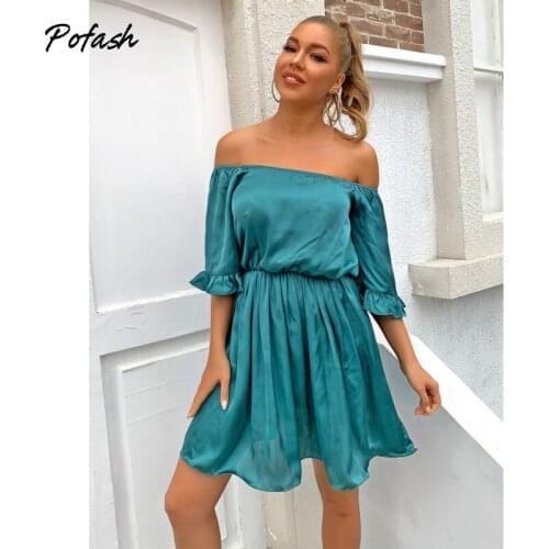 Зеленые летние платья POFASH China At AliExpress