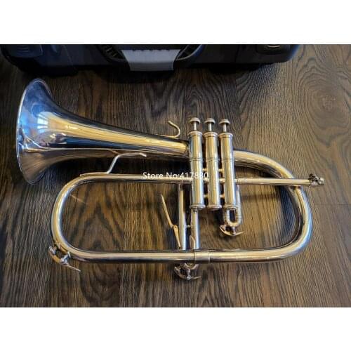 High Quality Bach Flugelhorn Bb Trumpet 183 Silver Popular Musical instrument With Case Free Shipping
