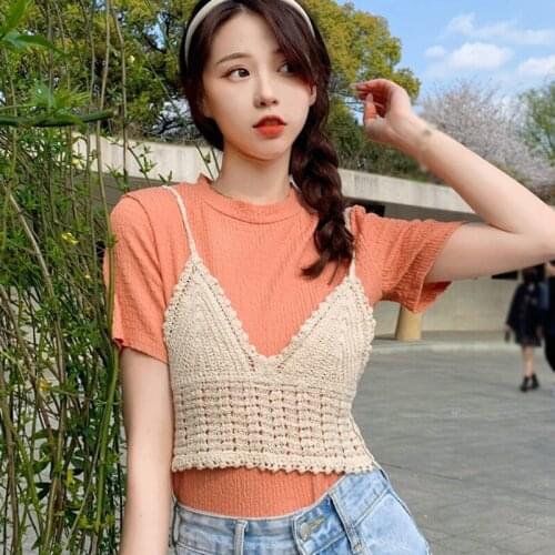 Sexy Crop Top Crochet Camisoles Bralette Sexy Halter Cami Knitted Bra Backless Beachwear Sexy Tank Top