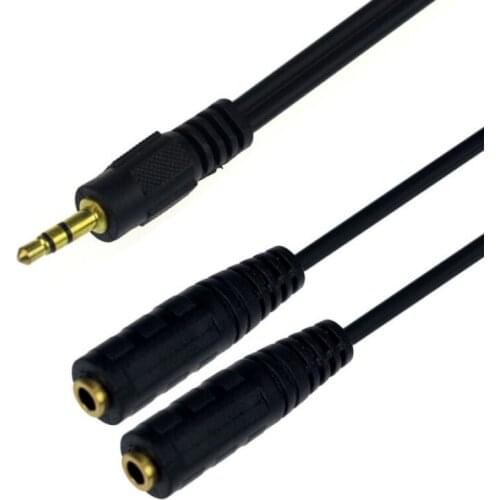 Brand New 1/8" 1/8 inch 3.5mm headphone mini jack splitter Y adapter 10 inches 25 cm Long wholesale retail