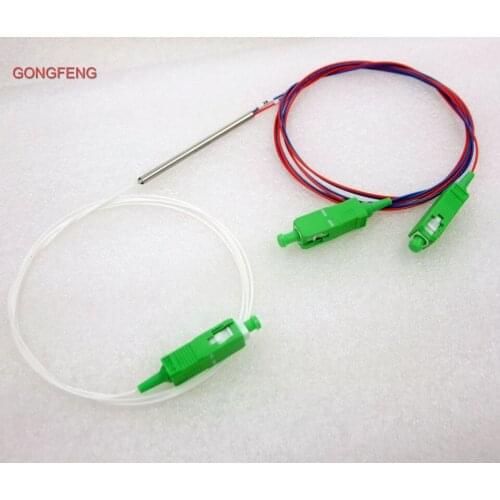 Special Wholesal10pcs New 0.9mm SM Steel Tube 1x2 Mini Blockless SC/APC 2 Ports Pull cone Fiber Optic PLC Splitter Wire harness