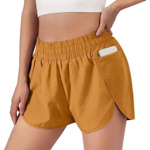 Women Fake Two Lined Sportswear High Waist Elastic Polyester Women Loose Athletic Shorts for Summer Yoag Breathable Wear