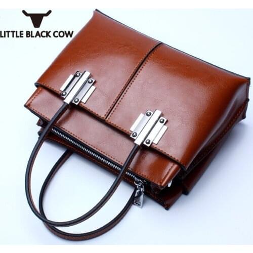 Wax Oil Quality High Cow Leather Womens Handbag Large Work Business Shoulder Bag Female Tote Bags Women Bolsos Mujer Red Green