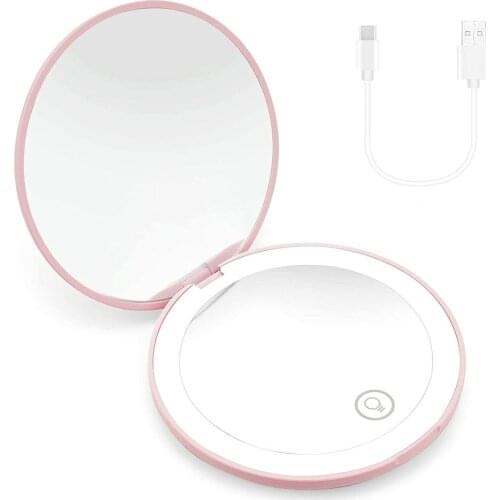 LED Makeup Mirror With Light Double Click To Light Up Stepless Dimming Magnetic Switch Type-C Interface Makeup Mirror
