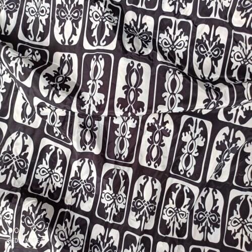 2021 Digital Printing Fabric Dress Shirt Fabric Custom cloth Black and White Mysterious Paper -Cut Artificial Silk Fabric