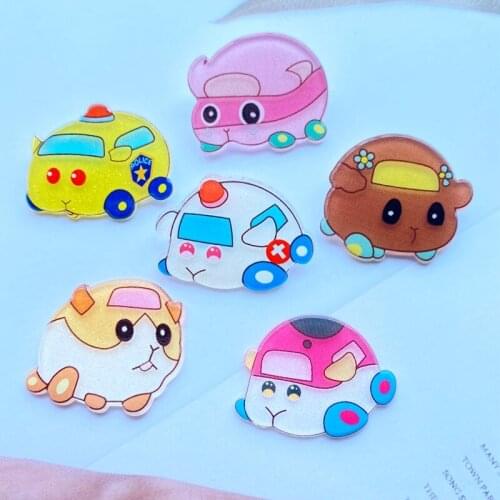 10Pcs New Acrylic Mini Cute Cartoon Car Flatback Cabochon Scrapbook Kawaii DIY Embellishments Accessories J08