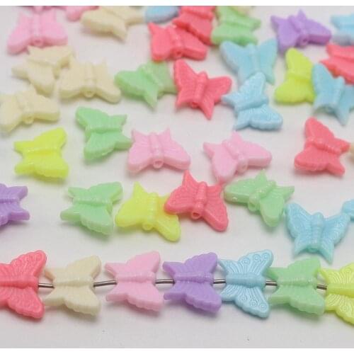 100pcs Mixed Pastel Color Acrylic Butterfly Charm Beads 16X12mm Jewelry Making